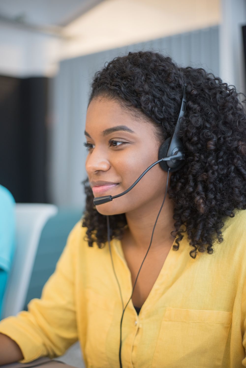 Support agent taking a call
