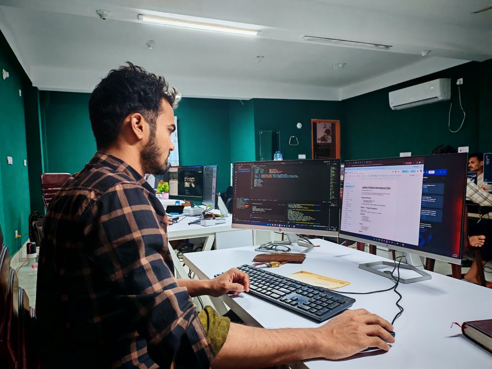 Developer working on code
